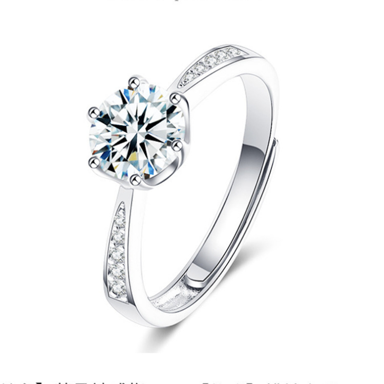 Picture of Copper inlaid zircon factory wholesale live ring female European and American proposal six claw new diamond ring for wedding ring jewelry
