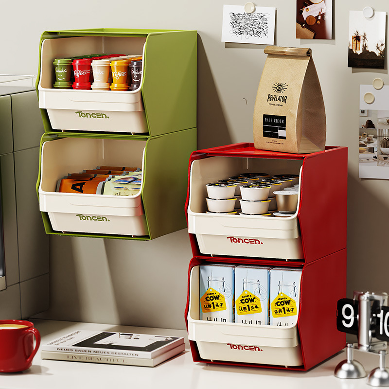 Tea Bag Storage Box Desktop Drawer Type Office Sundry Organizer Student Dormitory Desk Stationery Shelf