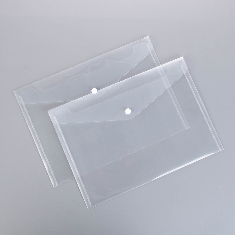 Document Bag Custom LOGO Thickened Transparent Document Bag A4 Snap Bag Information Bag Button Bag Blank Document Bag