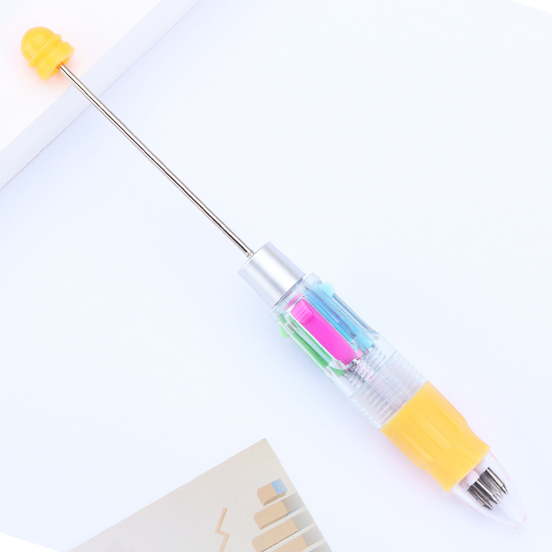 Picture of Factory Direct four-color beaded pen DIY multi-color refill ballpoint pen key mark press plastic gift pen