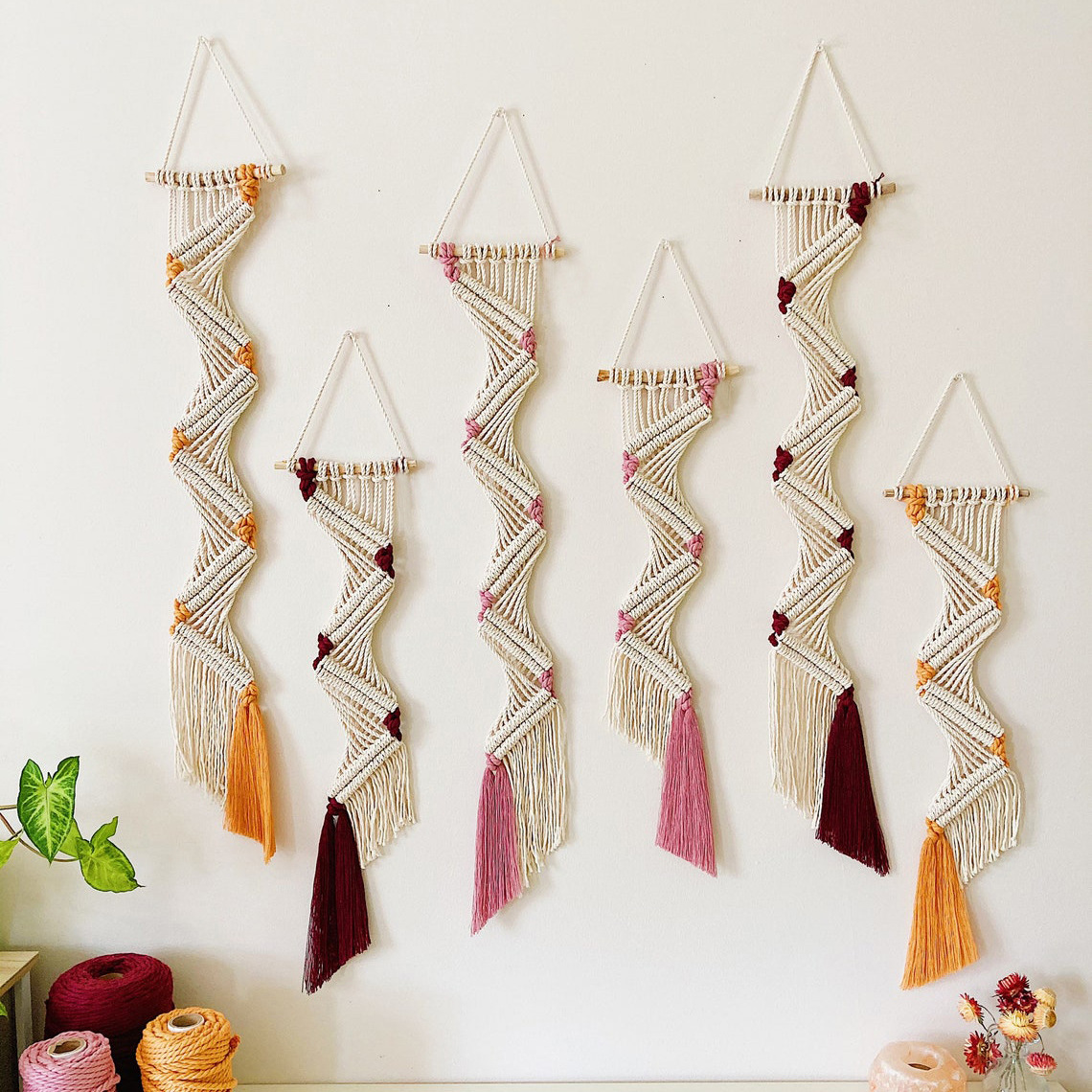 Cross-border Hand-woven Decorative Air Plant Wall Display Hanging Net Bohemian Tapestry Amazon New Product