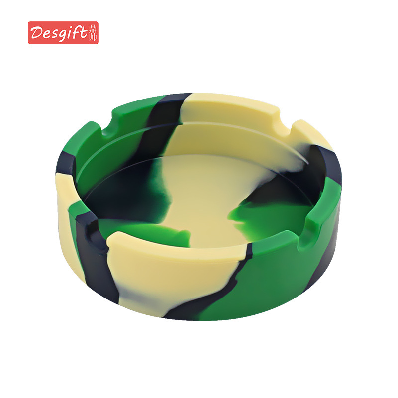Picture of New silicone round ashtray camouflage mixed color psychedelic ashtray ashtray ashtray Cup printing logo ashtray