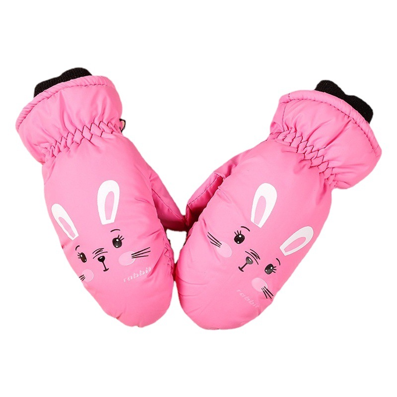 Children's ski gloves winter warm down cotton boys and girls waterproof snow children's gloves outdoor ski gloves
