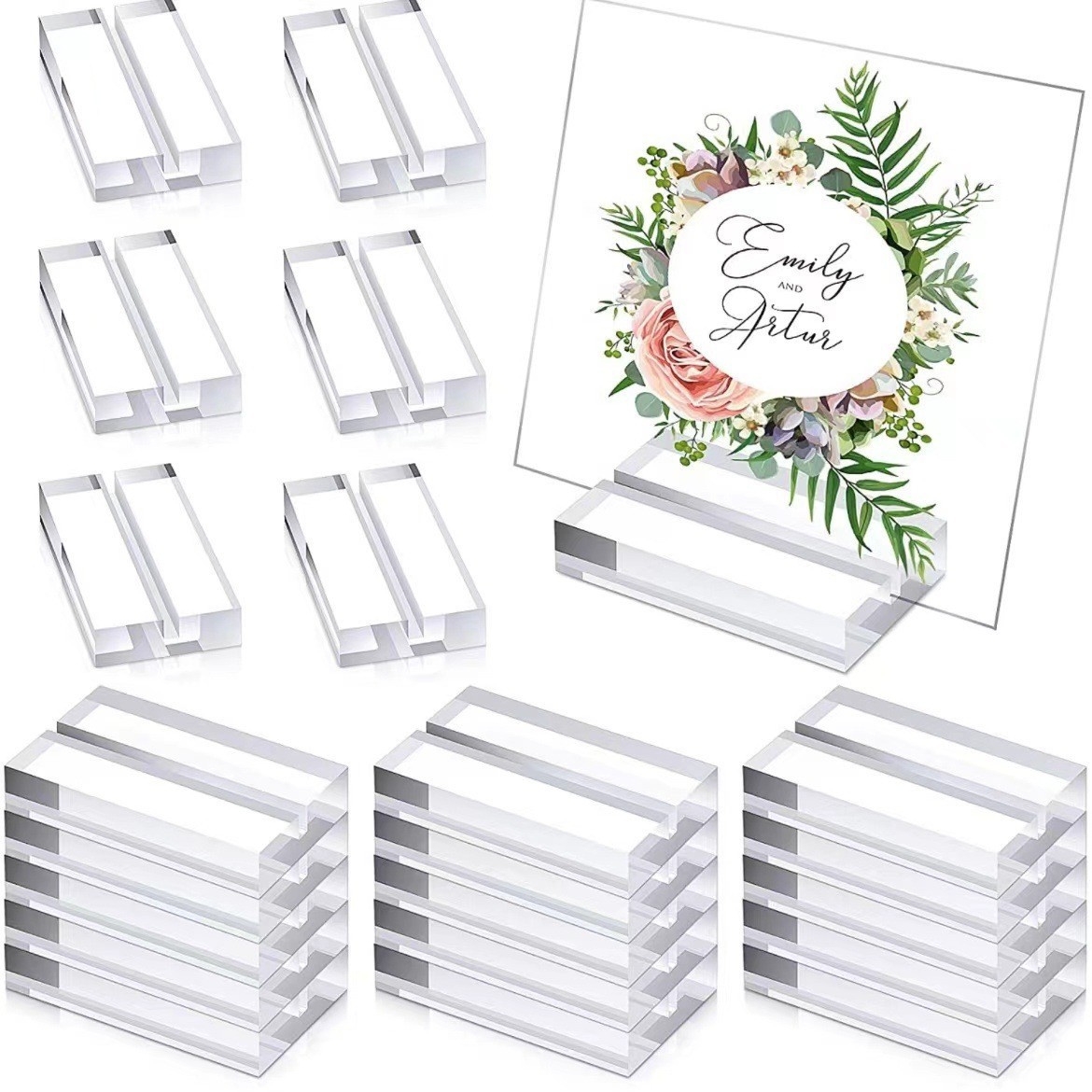 Cross-border transparent acrylic base card slot bracket card wedding table number plate table card business card table card display stand
