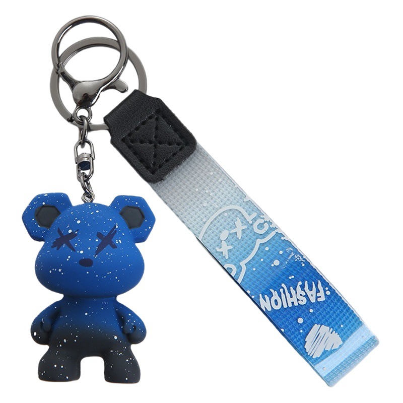 Spot wholesale chameleon bear keychain cute Starry Sky gradient bear car key chain couple bag pendant