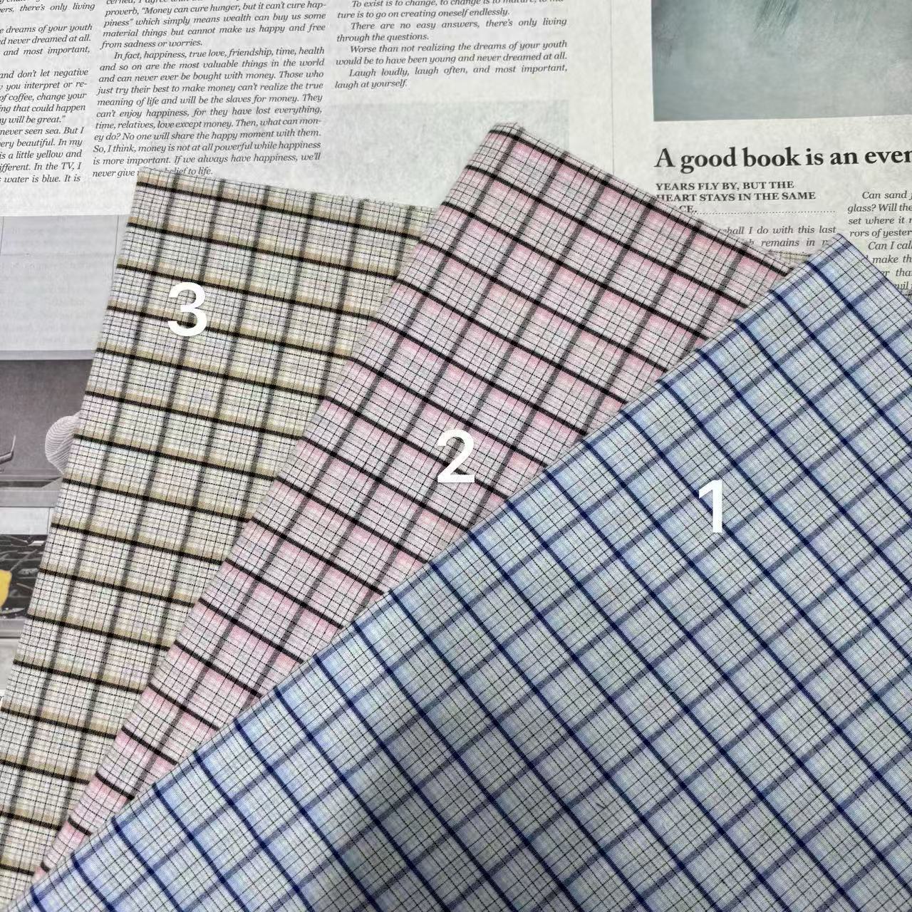 Yarn-dyed plaid spring summer and autumn women's shirt suspenders casual wear children's pajamas headdress bag tablecloth fabric