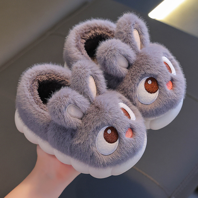 Rabbit Slippers Winter Children's Cotton Slippers Boys Children's Home Cotton Shoes Indoor Women's Baby Bag Heel Warm Mao Shoes