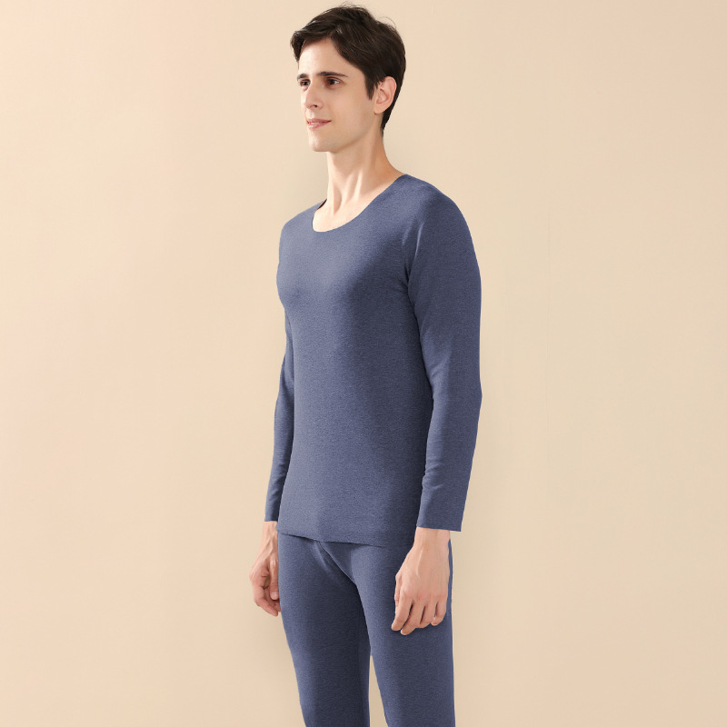 Picture of Derong Men's Thermal Underwear Set Women's Thickened Double-Sided Brushed Wool Silk Autumn Clothes Autumn Pants Bottoming Shirt Autumn and Winter