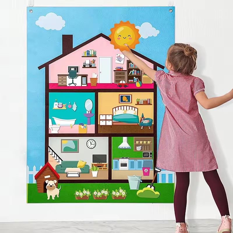 Amazon Cross-border New Felt Storyboard Children's Educational Science Education Learning Board Infant Training Game Board