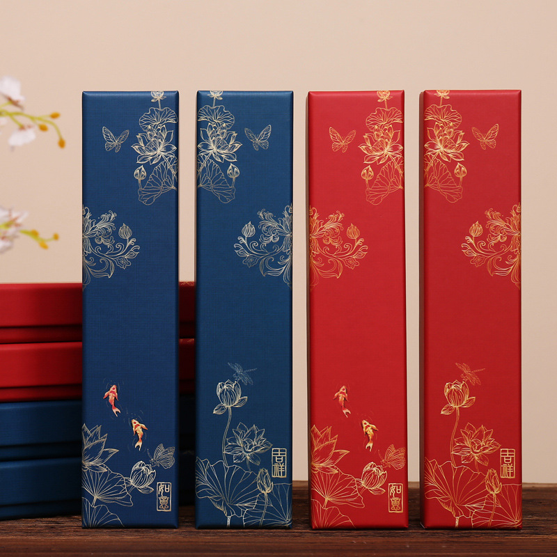 Red New Year Heaven and Earth Cover Jewelry Packaging Box Paper Retro Chinese Style Hairpin Box Lotus Jewelry Box