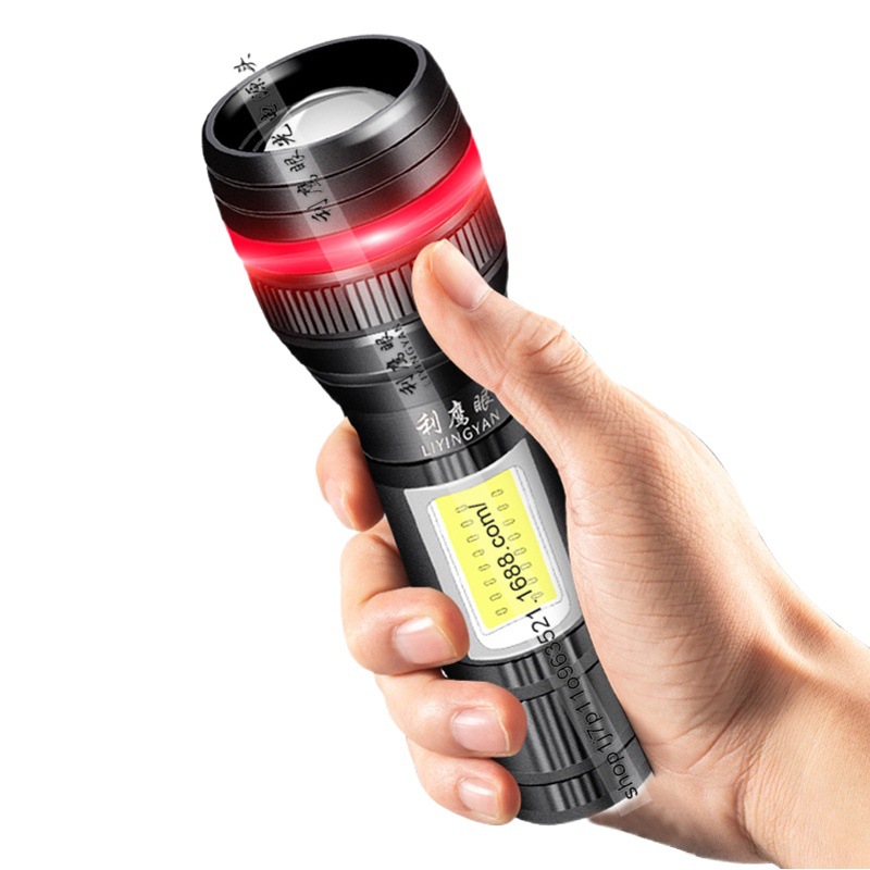 Strong Light Rechargeable Household Durable Strong Light Field Super Bright Long-range Zoom Small Portable Flashlight