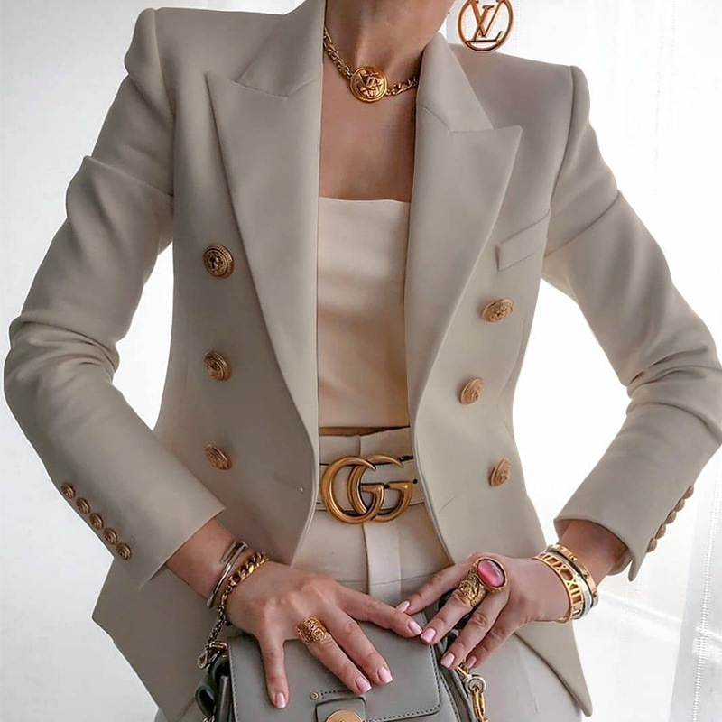 Picture of Fc996 Spot 2025 European and American Amazon Women's Clothing Slim Pure Color Fashion Casual Suit Short Outwear for Women