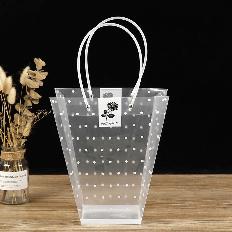 Teacher's Day plastic transparent pp floral flower arrangement bag PVC trapezoidal fleshy potted plant gift bag flower bouquet packaging