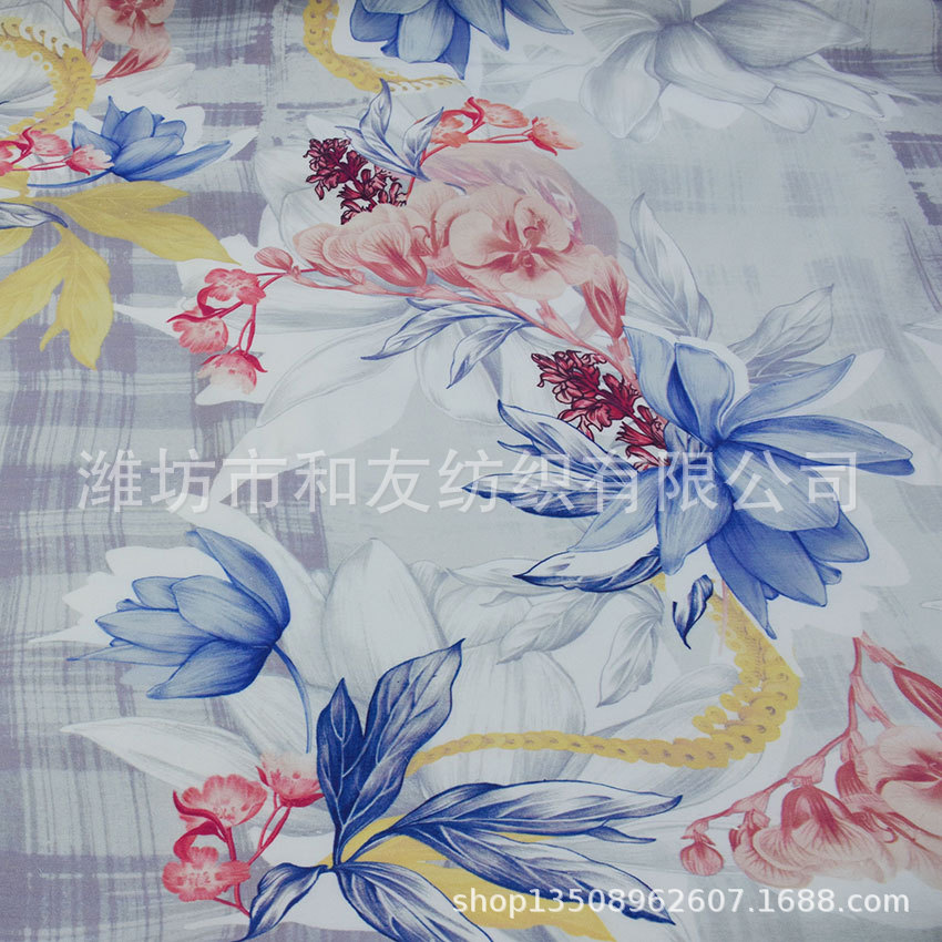 Factory wholesale cotton sticky four-sided elastic cloth digital printing women's wide leg pants anti-mosquito pants fabric