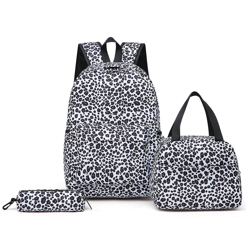 Picture of New Cross-border Combination Three-piece Set Leopard Print Casual Student Schoolbag Large Capacity Simple Backpack Lunch Bag Pen Bag