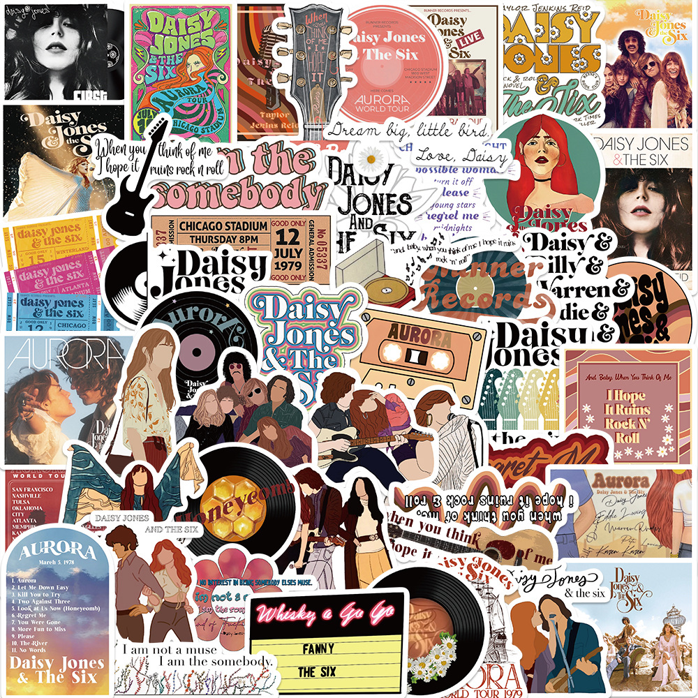 50 TV series Daisy and band graffiti stickers decorative guitar luggage waterproof cross-border Amazon hot