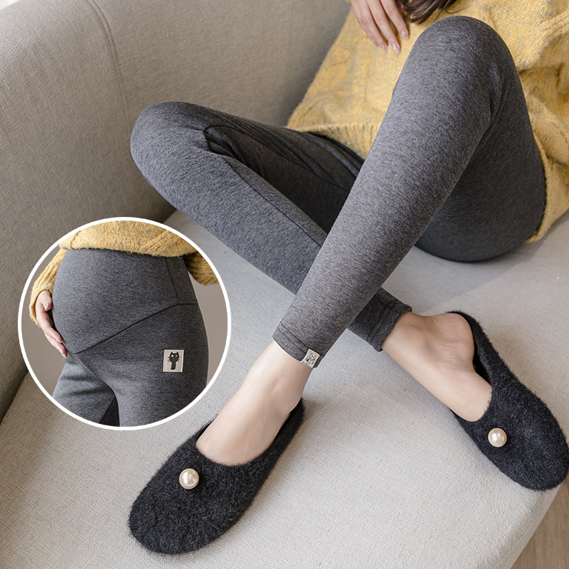Picture of in stock Foreign Trade Pregnant Women's Leggings Adjustable Belly Pants High Waist Belly Pants Kitten Pregnant Women's Pants Leggings Cropped Pants