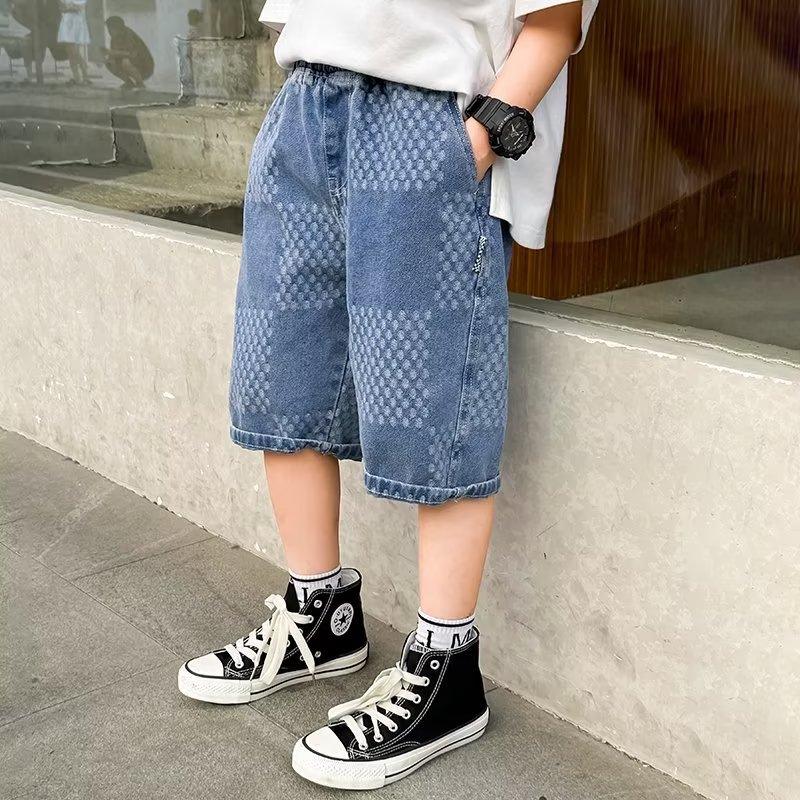 Picture of Boys' Denim Shorts Summer 2023 New Out-Wearing Trendy Workwear Pants Thin Street-length Pants for Middle and Big Children