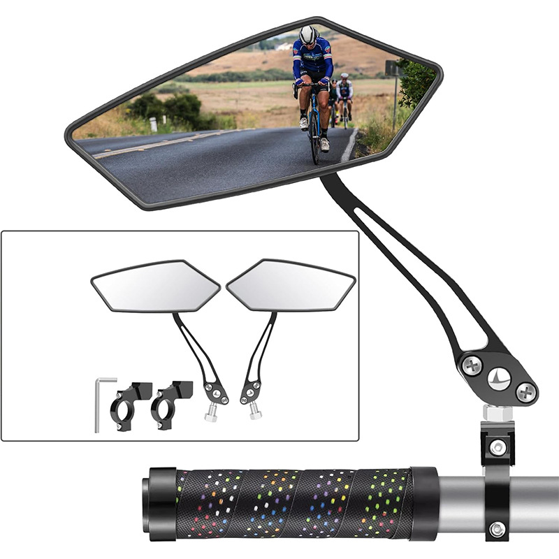 New bicycle electric car motorcycle rearview mirror aluminum alloy rotatable folding mirror HD large field of view
