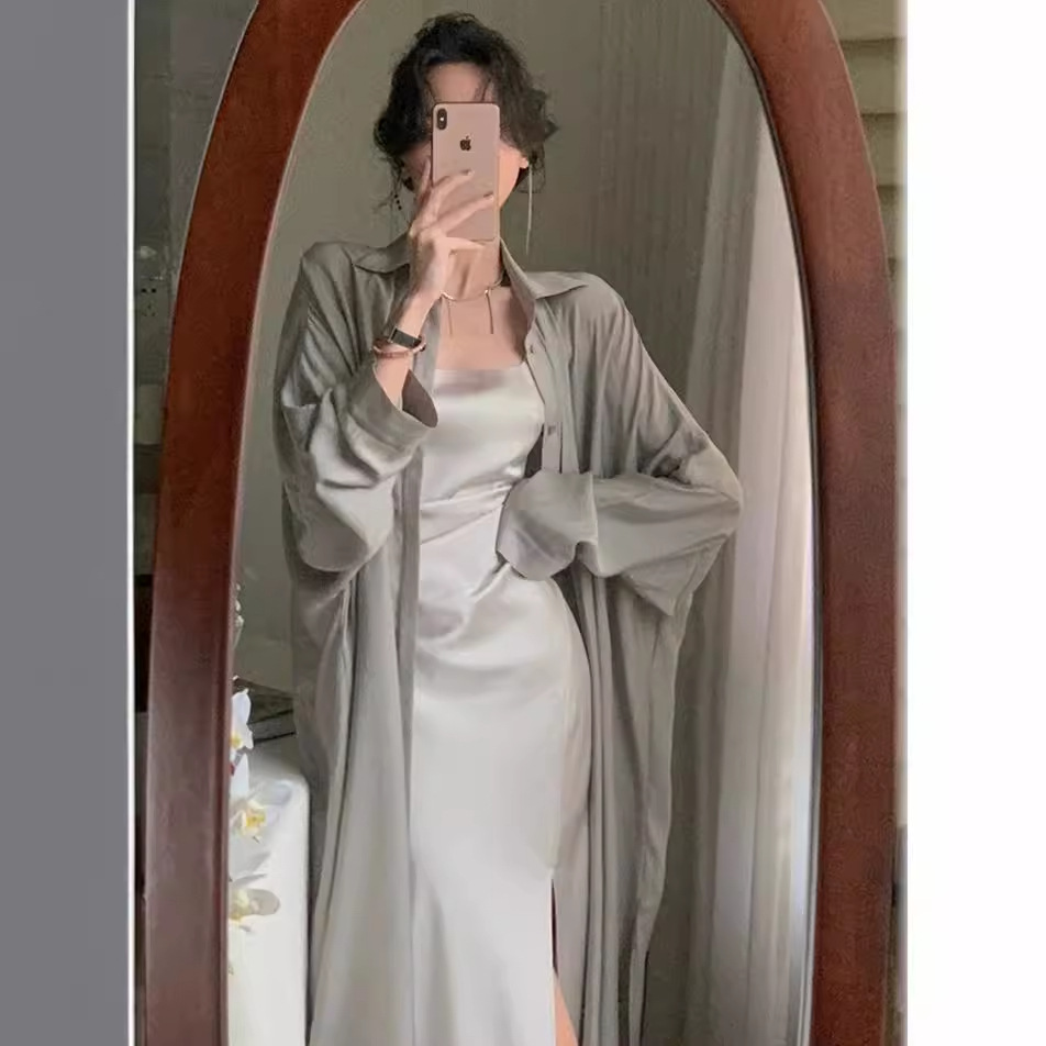 Picture of Summer Mid-length plus size Sunscreen Shirt Jacket Thin Lazy Loose Elegant High-end Long Sleeve Outer Cardigan