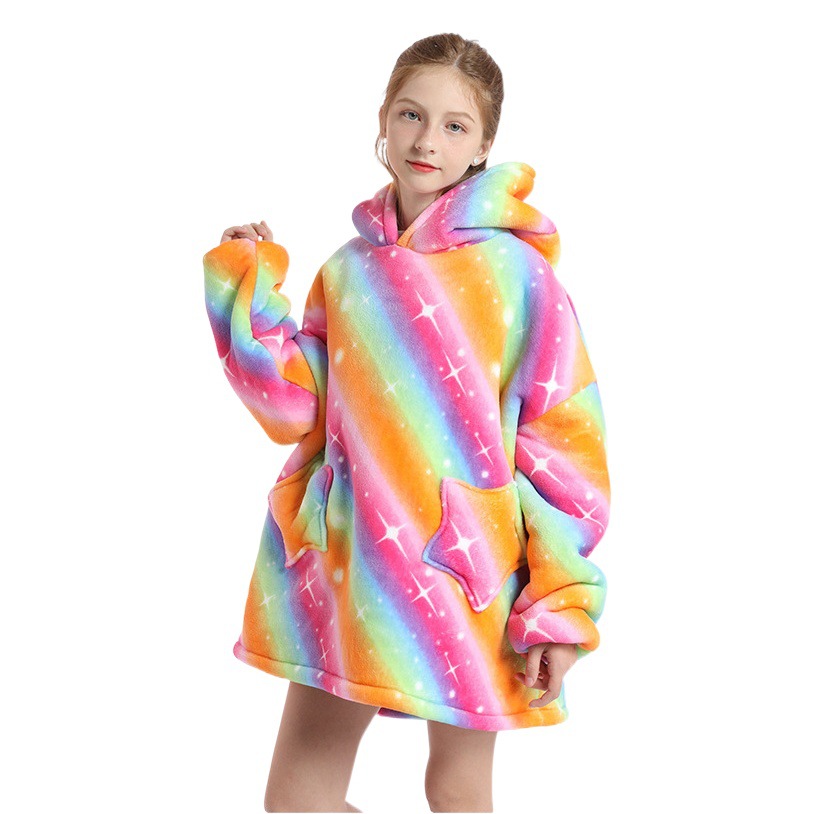 Cross-border new products lazy TV hooded sweater blanket winter warm TV blanket children's pullover wearable blanket