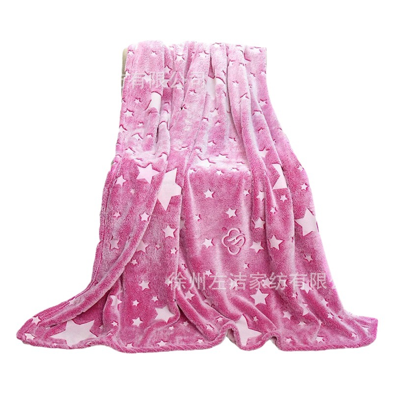 Luminous Pink Star Cover Blanket Luminous Bed Blanket Single Bed Size Shiny Flannel Blanket Sofa Bed Nap Blanket