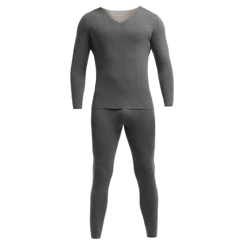 Picture of Men's Autumn Clothes and Pants suit fleece-lined Thickened Bottoming Shirt Slim-fit Seamless Cold-proof Thermal Underwear for Boys in Autumn and Winter