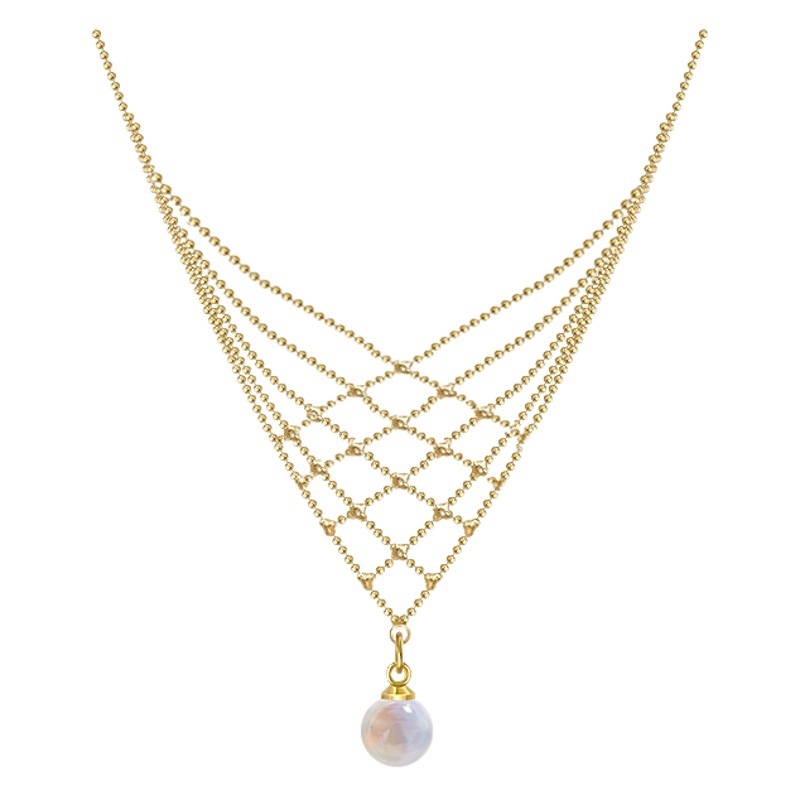 Mermaid Ji Pearl Lace Necklace Multi-layer Neck Chain High-grade Sense Summer Cold Wind Alloy Plated Chain Clavicle Chain