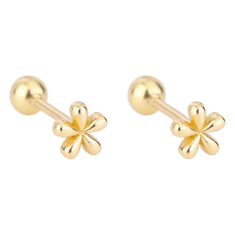 7211 Screw Short Rod Five-Leaf Flower Stainless Steel Rose Flower Ear Bone Nail Women's Ear Piercing Earrings Earrings Manufacturer