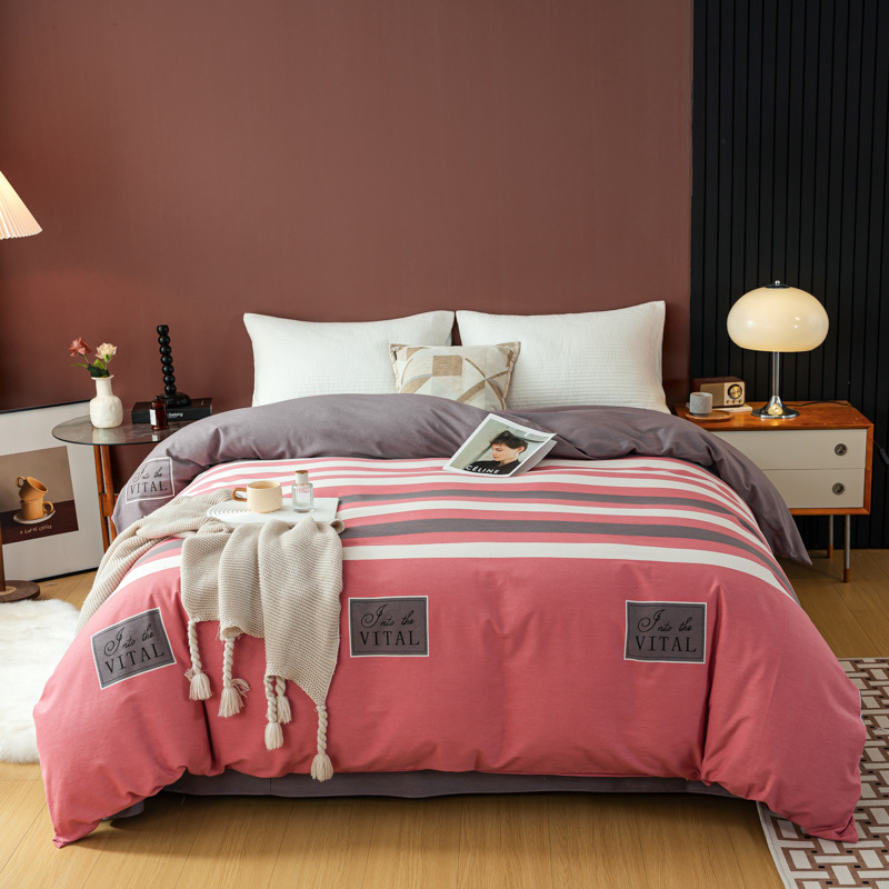 Picture of Cotton brushed duvet cover single piece modern simple single double dormitory thickened quilt cover pure cotton duvet cover single piece