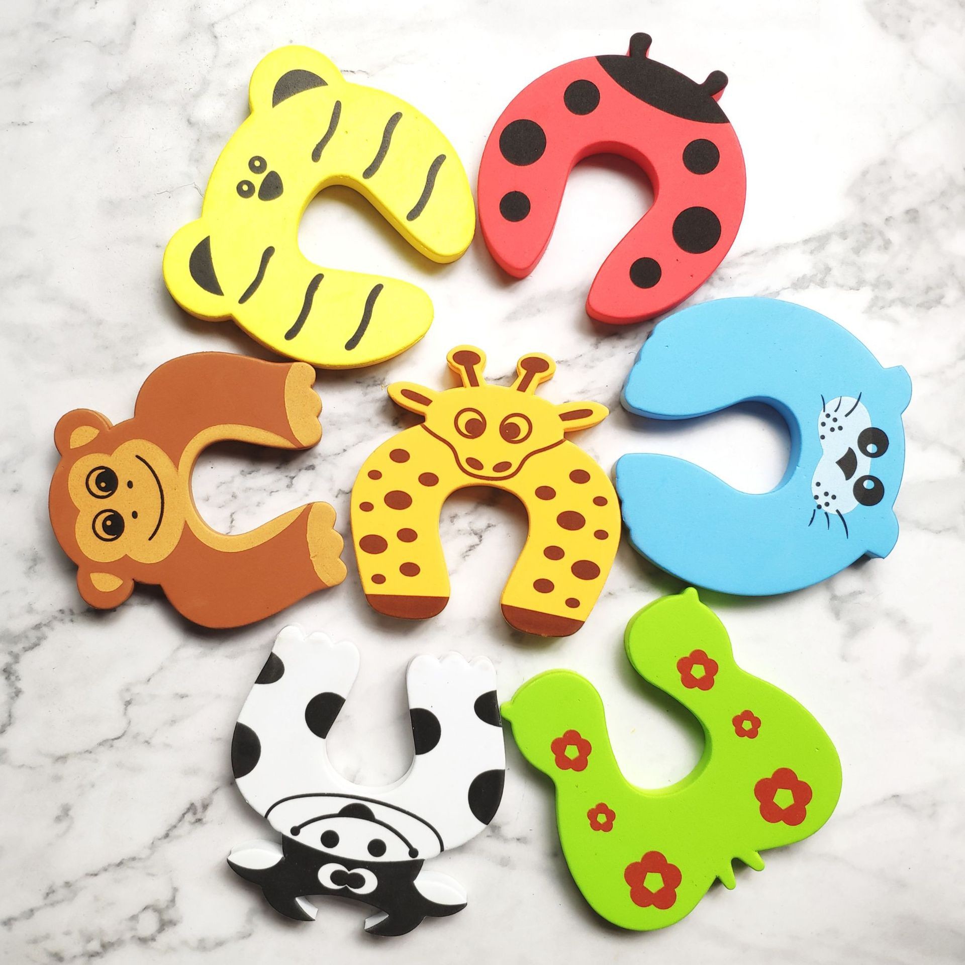 Children's Safety Door Card Cartoon Animal Eva Kidsren's Anti-Pinch Safety Door Card Door Plug Protective Supplies Set