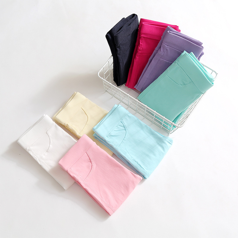 Picture of Girls' Pencil Pants Spring and Summer Thin Candy Color Children's Outer Wear Leggings Big Children's Tight Black Leggings