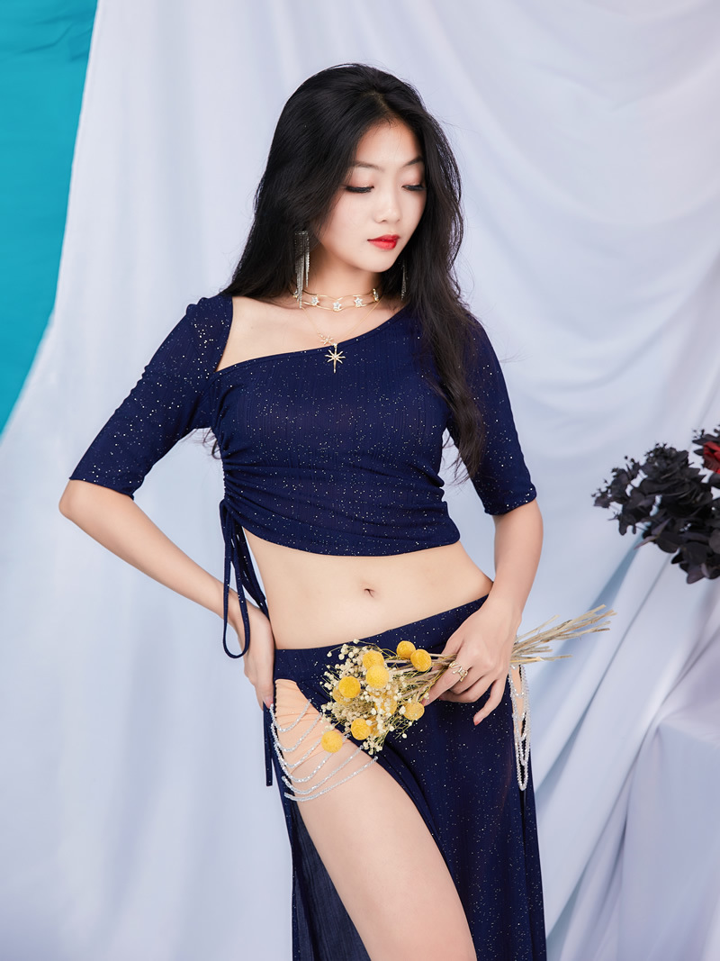 Dancer Belly Dance New suit Exquisite Crystal Beaded Belly Covering Professional Performance Clothes Practice Clothes 5568