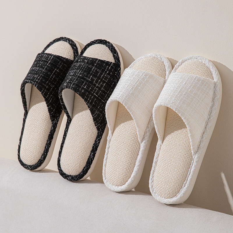 Linen Slippers Men's Home Indoor Soft Bottom Home Floor Mute Non-slip Four Seasons Household Cotton Linen Slippers Women