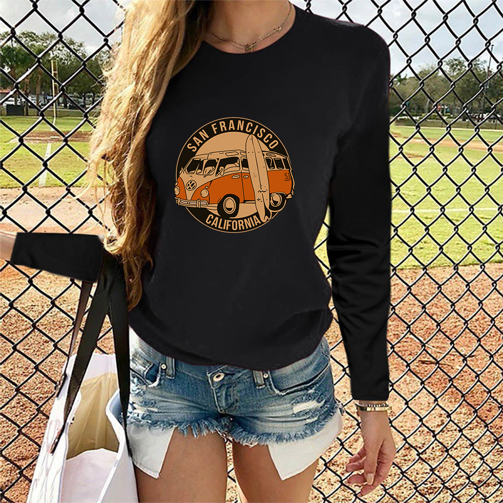 Fall 2021 new arrival SAN FRANCISCO CALL FOR NIA vintage car women's long-sleeved T-shirt