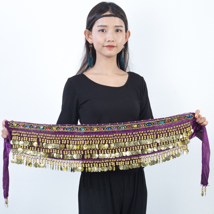 Nishang new belly dance practice waist chain Indian dance performance waist chain fitness waist chain colored diamond performance waist chain