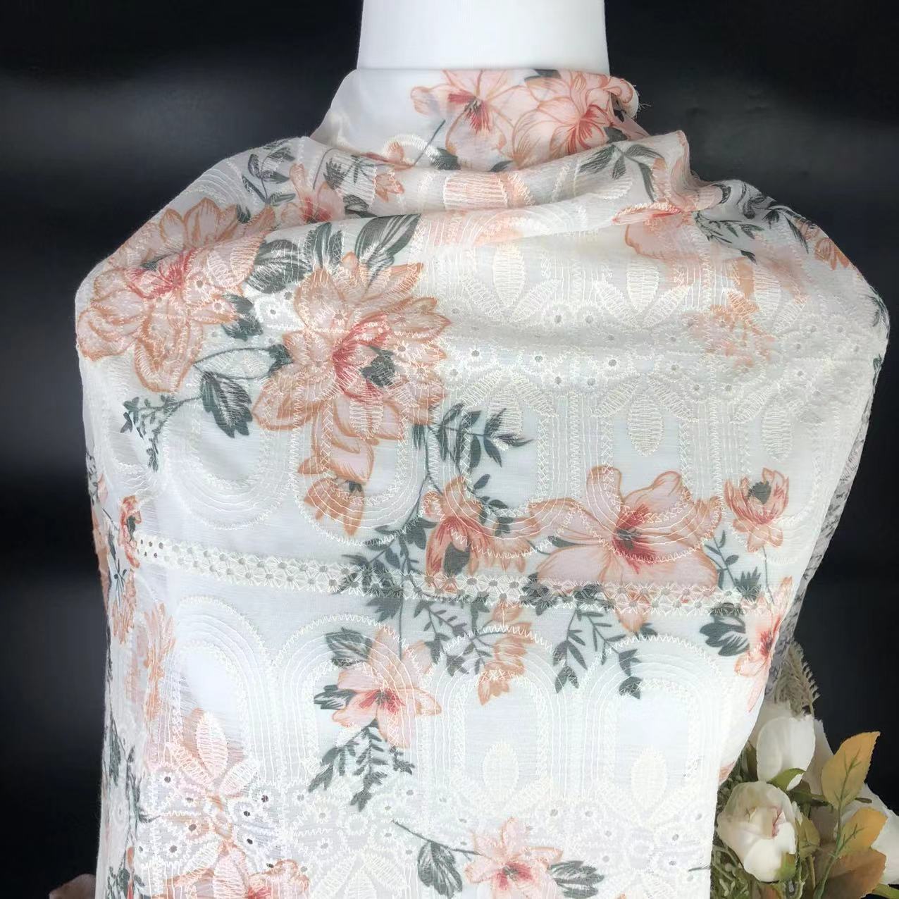 Xiaojun Textile Floral Pattern Computer Embroidery Printed Fabric Chinese Print Children's Clothing Fabric Dress Han Dynasty