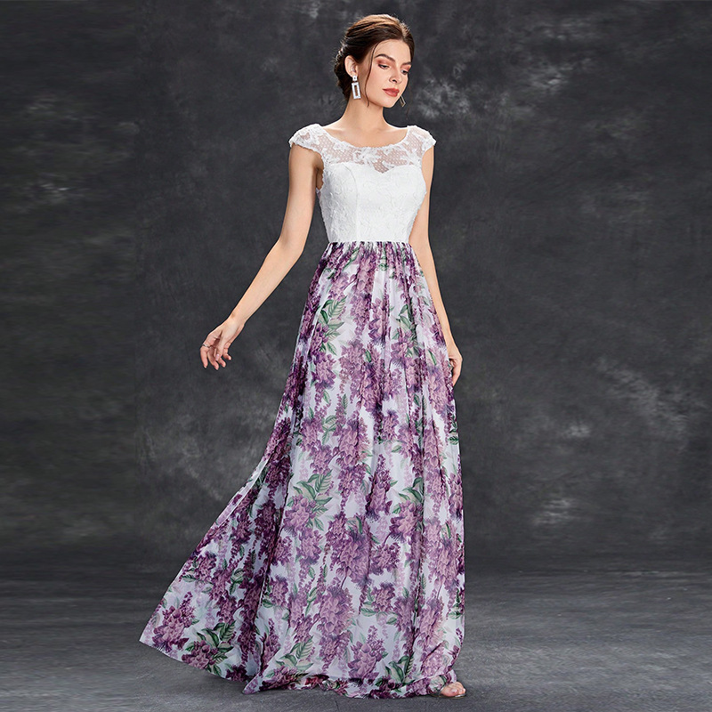 High-End Evening Dress Petite Engagement Floral Dress Bride Princess Style French Round Neck Toast Dress Spring