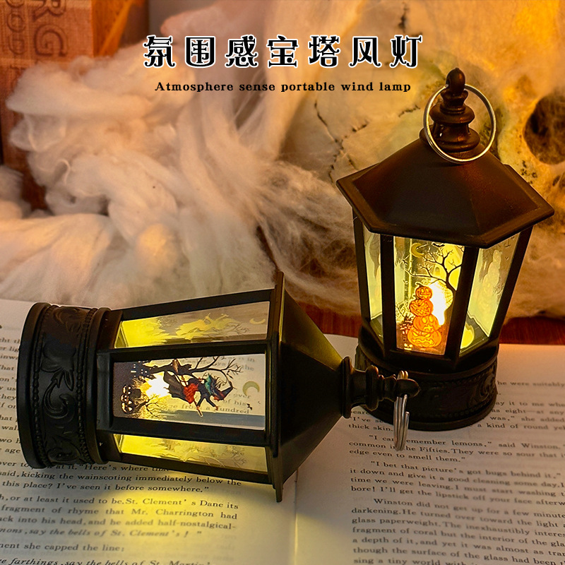 Picture of Halloween pumpkin light LED electronic candle ghost festival Easter party decoration decoration pagoda wind light hanging
