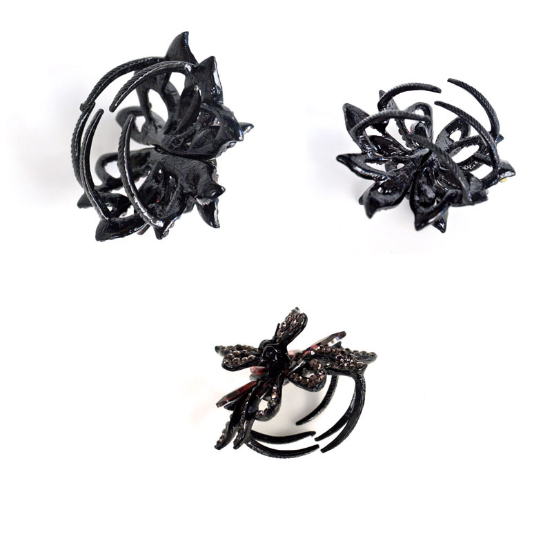 Picture of Korean style hair accessories large rhinestone grip clip for women hair coil alloy black ponytail hair grip fashion versatile top clip hairpin