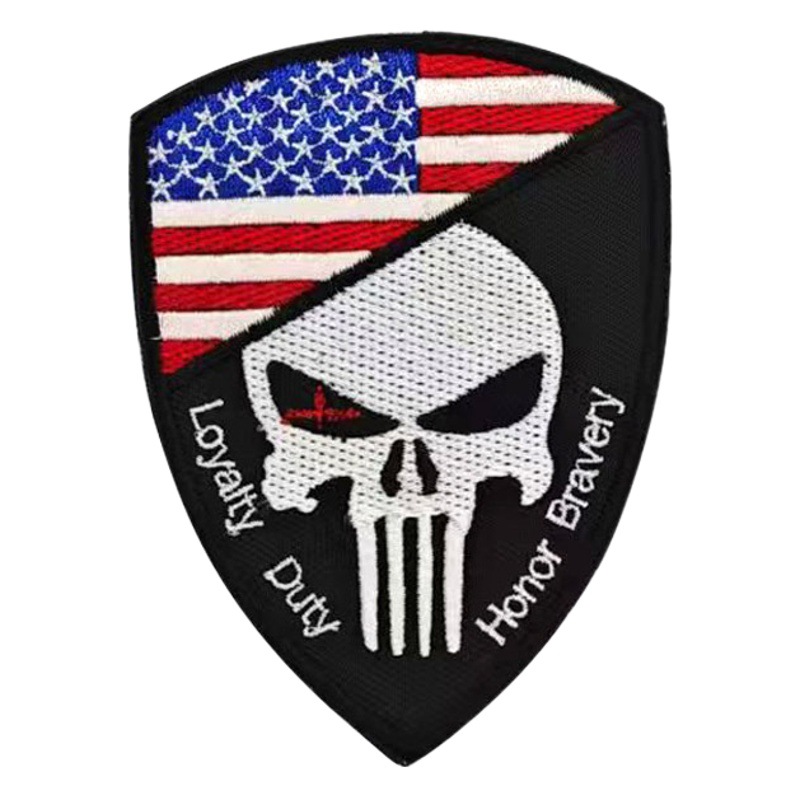 Original Punisher Skull Flag Badge Embroidered Velcro Rush Armband Personalized Cloth Stickers in stock Supply