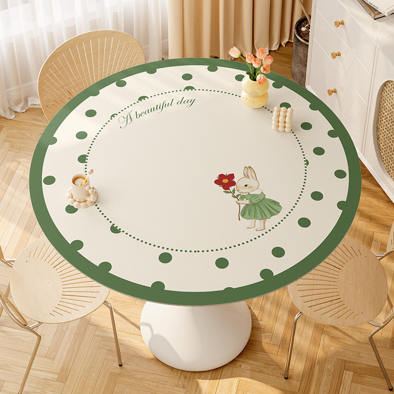 Picture of Round table mat oil-proof waterproof disposable leather table mat tea table non-slip mat cloth round table mat large round tablecloth