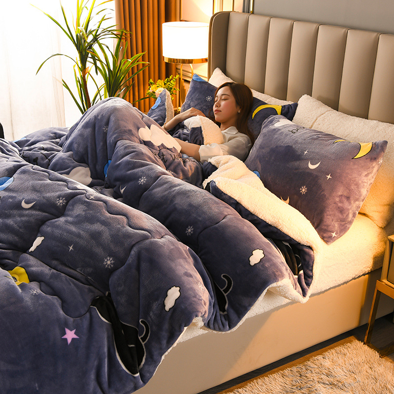 Picture of Winter Lamb Velvet Winter Quilt Thickeneded Warm Fleece-Lined Quilt Core Double Cotton Quilt Winter Single Dormitory Bed