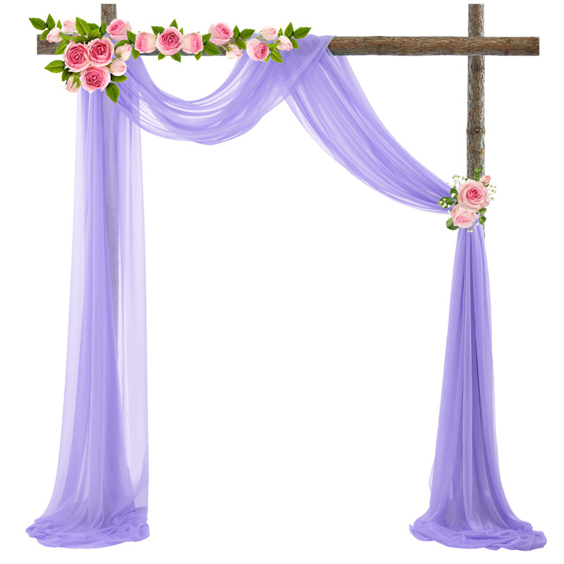 Picture of Cross-Border Popular Wedding Forest Lawn Outdoor Arch Decoration Wedding Arrangement Curtain Pearl Chiffon Gauze Curtain