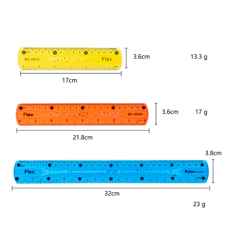 PVC Color Soft Suit Bendable Soft Ruler 30cm Soft Ruler Fold Continuous Candy Color Bendable Ruler Fold Ruler