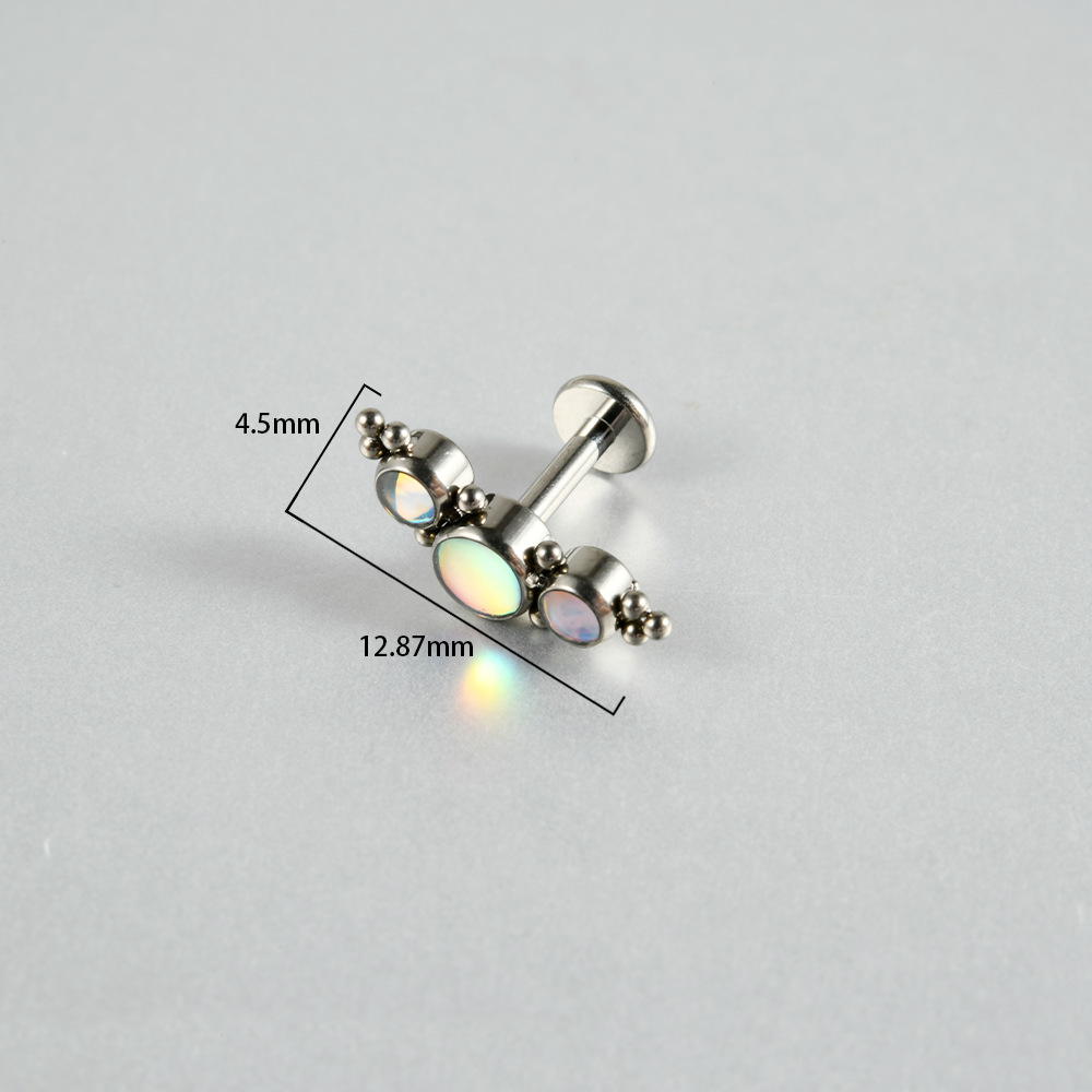 Picture of G23 Titanium Alloy Candy Color Opal Lip Nails Oil Drop Lip Nails Exploding Curved Ear Bone Nails Body Piercing Spot