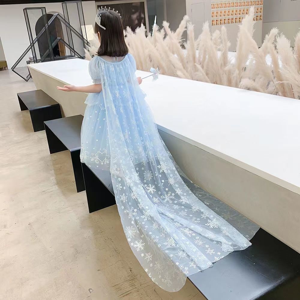 Picture of Girls Elsa Princess Dress Summer Dress Short Sleeve Frozen Elsa dress Long Birthday Dress New Dress