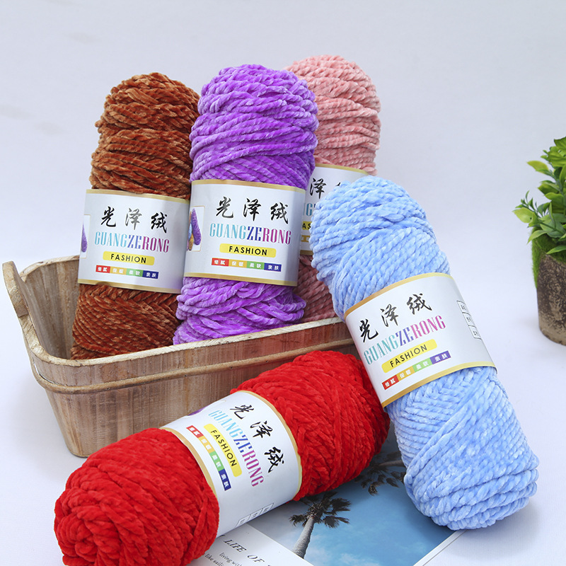 Picture of 3 Strands of Chenille Velvet Yarn for Crocheting Shoes, Thick Yarn for Autumn and Winter DIY Handmade Knitting, Scarf Yarn, Pure Handmade Knitting