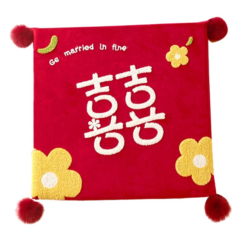 Wedding kneeling mat a pair of tea changing mouth Xi mat cushion blessing mat wedding kowtow red mat wedding supplies