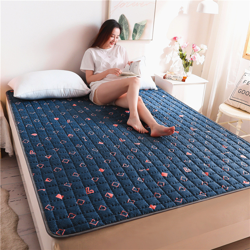 Picture of Four Seasons Mattress Cushion Household Protective Pad Thin Student Dormitory Single Bed Mattress Cushion Folding Bedroom Double